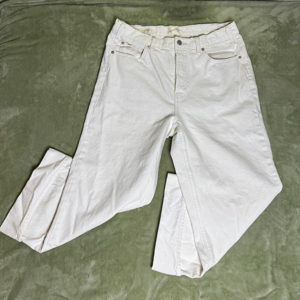 Universal Thread Cropped Vintage Wide Leg Button Fly White Cotton Jeans